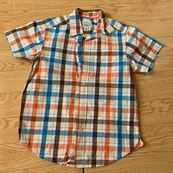 GAP Kids Plaid and Striped Button Down Shirts - Blue, Red, Orange - Picture 4 of 5